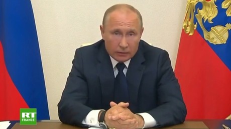 Vladimir Poutine s'adresse à la nation russe au sujet de la gestion de la pandémie de Covid-19, ce 11 mai.