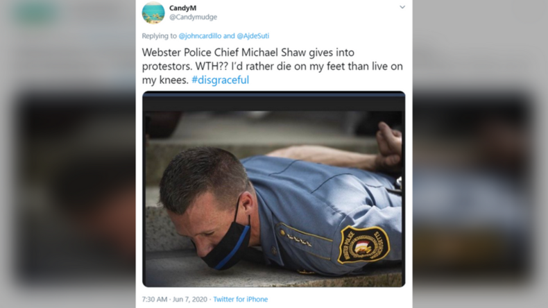 Etats-Unis : un policier se met à plat ventre pour montrer son soutien à Black Lives Matter