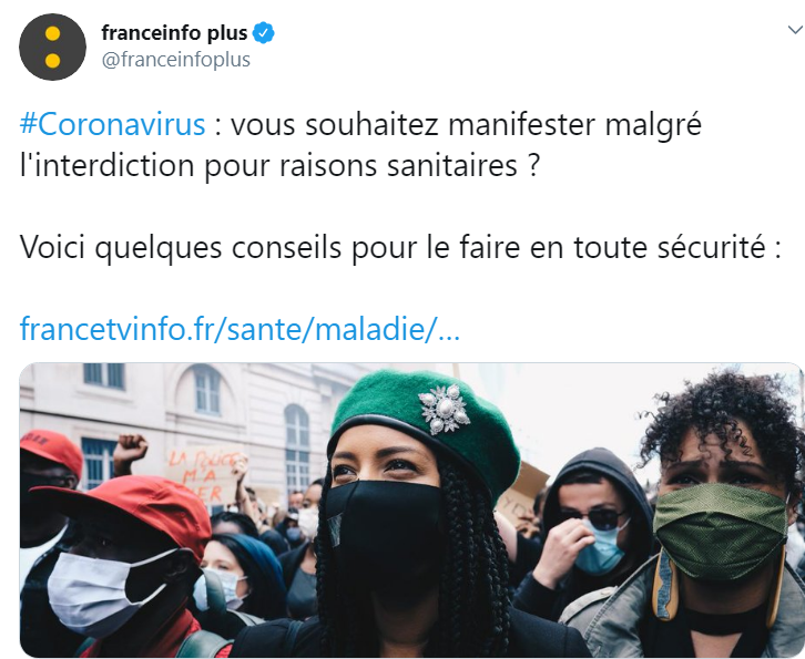 France info donne des «conseils» pour participer à des manifestations interdites «en toute sécurité»
