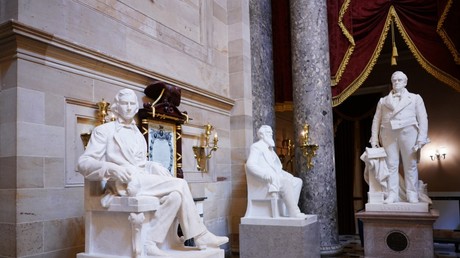 Une statue d'Alexander Hamilton Stephens, vice-président des Etats confédérés, dans le Statuary Hall du Capitole américain à Washington D.C., Etats-Unis.