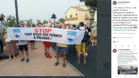 Capture d'écran d'un tweet de l'association étudiante de droite La Cocarde, sur la manifestation contre l'insécurité à Palavas-les-Flots du 7 août.