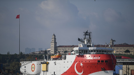 Le navire de prospection marine Oruç Reis, le 23 août 2019 au port d'Haydarpasa.