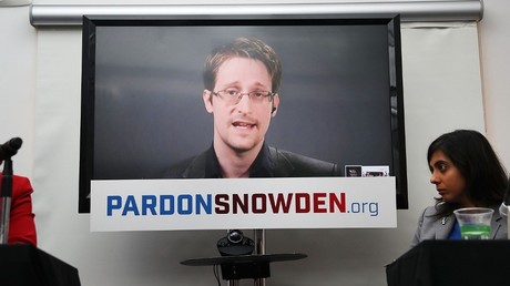 Cliché pris le 14 septembre 2016, lors d'une vidéoconférence d'Edward Snowden, à New York, Etats-Unis (image d'illustration).
