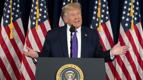 Le président américain Donald Trump prend la parole lors d'une conférence de presse à Bedminster (New Jersey), le 15 août 2020 (image d'illustration).