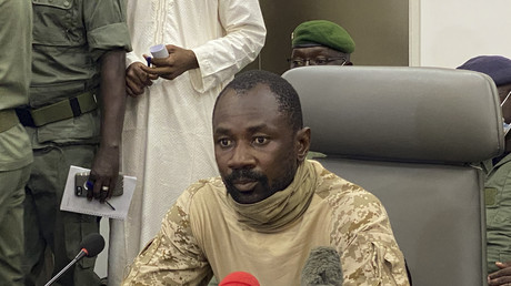 Le colonel Assimi Goita lors de son intervention à la presse le 19 août 2020 à Bamako.
