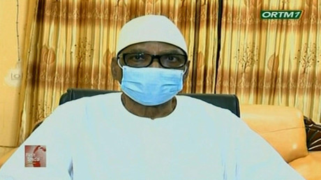 Ibrahim Boubacar Keïta annonce sa démission de la présidence aux Maliens le 18 août 2020 à la télévision (image d'illustration).