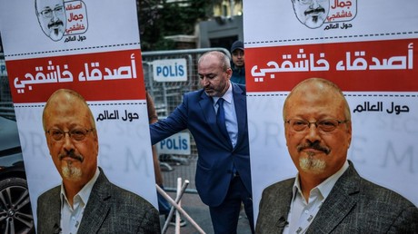 Portrait de Jamal Khashoggi arboré en marge du procès de son meurtre à Istanbul (image d'illustration).