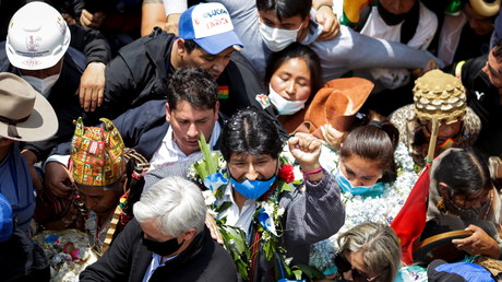 L'ancien président de la Bolivie, Evo Morales, dans la ville bolivienne de Villazon, à la frontière avec l'Argentine où il s'était exilé, le 9 novembre 2020 (image d'illustration).