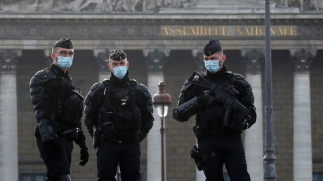 Des gendarmes devant l'Assemblée nationale lors du vote de la loi Sécurité globale, à Paris, le 24 novembre 2020 (image d'illustration).
