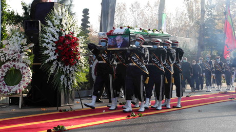 Cliché pris lors des funérailles de Mohsen Fakhrizadeh, le 30 novembre 2020, à Téhéran (Iran) (image d'illustration).