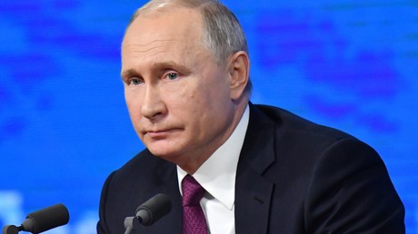 Le président russe Vladimir Poutine lors de la conférence de presse de la fin d'année 2018, au World Trade Center de Moscou (image d'illustration).