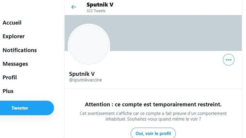 Le compte Twitter du vaccin russe Spoutnik V restreint pour une faille de sécurité, puis réactivé