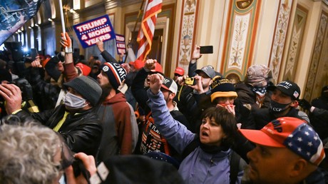 Partisans de Donald Trump au sein du Capitole, le 6 janvier 2021.