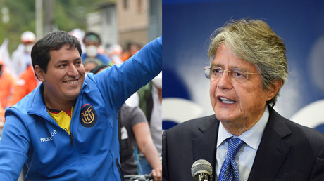 Les deux candidats qualifiés pour le second tour de l'élection présidentielle en Equateur : Andrés Arauz (gauche) / Guillermo Lasso (droite).