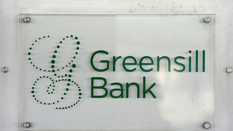 Le logo de Greensill Bank dans le centre-ville de Brême (Allemagne), le 3 juillet 2019 (image d'illustration).