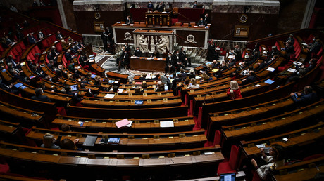Hémicycle de l'Assemblée nationale française à Paris lors d'une séance de questions au gouvernement en octobre 2020 (illustration).