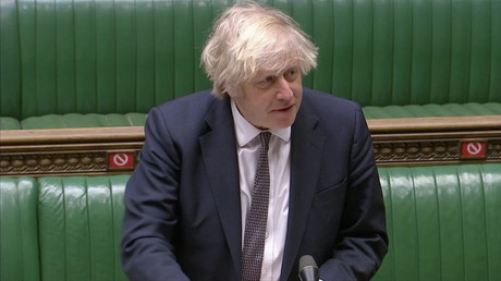 Le Premier ministre britannique Boris Johnson au Parlement de Londres, le 24 mars 2021.