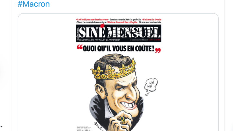Siné Mensuel accusé d'antisémitisme par le Crif et BHL après une caricature de Macron en Une