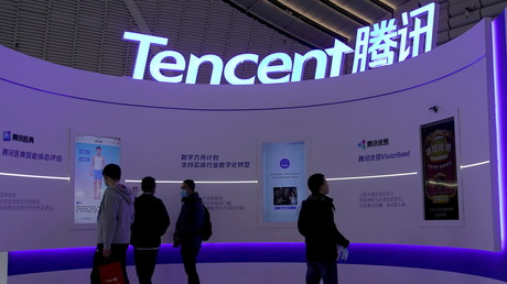 Le logo de Tencent au World Internet Conference de Wuzhen, en Chine, le 23 novembre 2020 (image d'illustration)