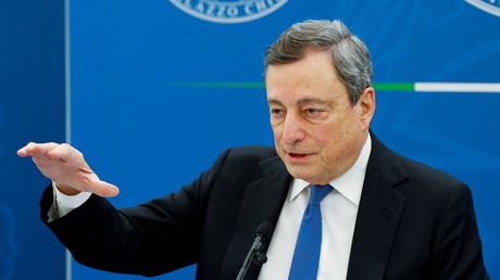 Mario Draghi en conférence de presse à Rome le 21 avril 2021 (image d'illustration).