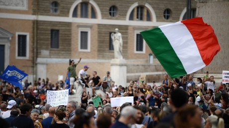 Manifestation du 24 juillet à la piazza del Popolo à Rome contre la généralisation du pass sanitaire (image d'illustration).