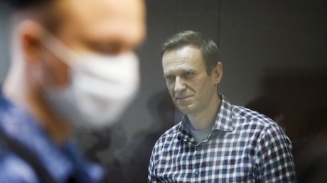 L'opposant russe Alexeï Navalny lors d'une audience en appel, à Moscou (Russie), le 20 février 2021.