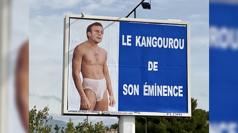 «Le kangourou de son éminence» : l'image de Macron encore moquée par l'afficheur varois