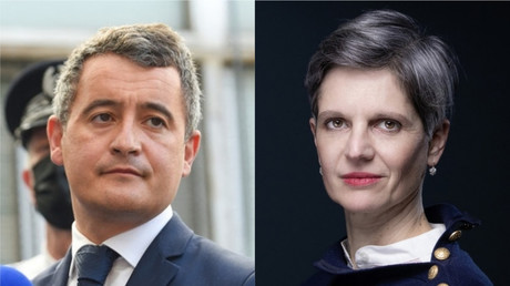 Le ministère de l'Intérieur Gérald Darmanin et la candidate à la primaire écologiste Sandrine Rousseau