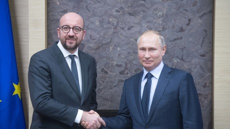 Charles Michel et Vladimir Poutine, en janvier 2018 (image d'illustration).
