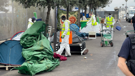 Evacuation des consommateurs de crack du jardin d'Eole à Paris, le 24 septembre 2021(image d'illustration).