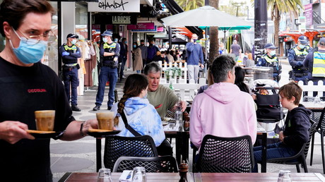 Une terrasse de café à Melbourne, en Australie, le 23 octobre 2021.
