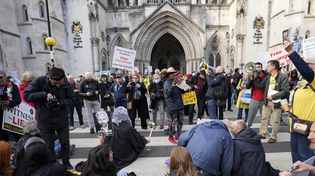 Manifestation en soutien à Julian Assange devant la Haute Cour de Londres le 28 octobre (image d'illustration).