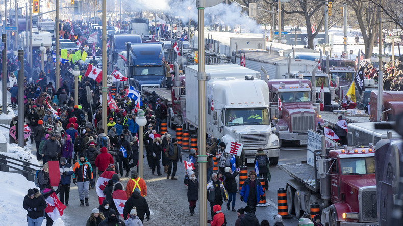 Des manifestants et routiers ont convergé au centre-ville d'Ottawa le 29 janvier