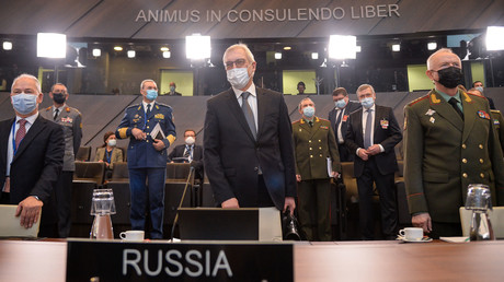 Le vice-ministre des Affaires étrangères Alexandre Grouchko durant la rencontre Russie-OTAN du 12 janvier 2022.