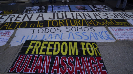 Des messages de soutien à Julien Assange pris à Mexico, le 22 décembre 2021 (image d'illustration).