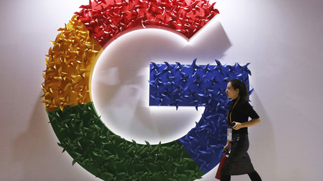 Le logo de Google à la China International Import Expo, à Shanghai, le 5 novembre 2018.
