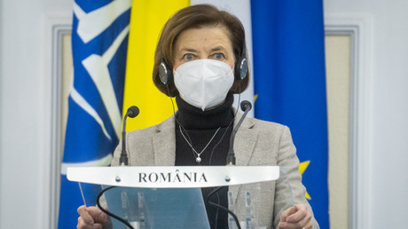 La ministre des Armées Florence Parly à Bucarest, le 27 janvier 2022.