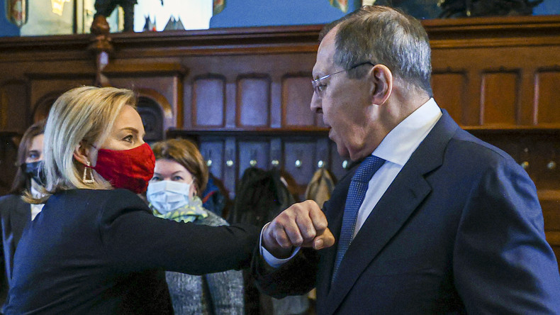 Sergueï Lavrov et son homologue Liz Truss à Moscou le 10 janvier.