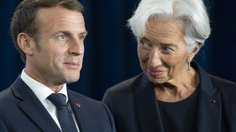 La présidente de la BCE Christine Lagarde et le président français Emmanuel Macron