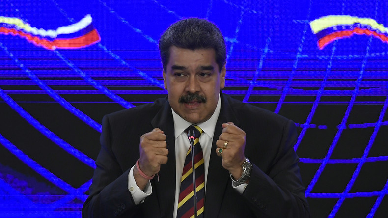Le président du Venezuela, Nicolas Maduro, s'exprime après la signature d'un accord avec la Russie, au palais présidentiel de Caracas, le 16 février 2022 (image d'illustration).