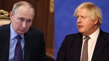 Montage d'illustration : le président russe Vladimir Poutine et le Premier ministre britannique Boris Johnson.