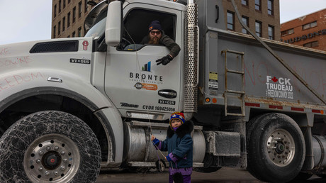 Un camionneur participant au «Convoi de la liberté» le 30 janvier 2022 à Ottawa, au Canada (image d'illustration).