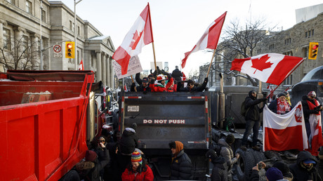 Un rassemblement en soutien du «Convoi pour la liberté» à Toronto, le 5 février (image d'illustration).