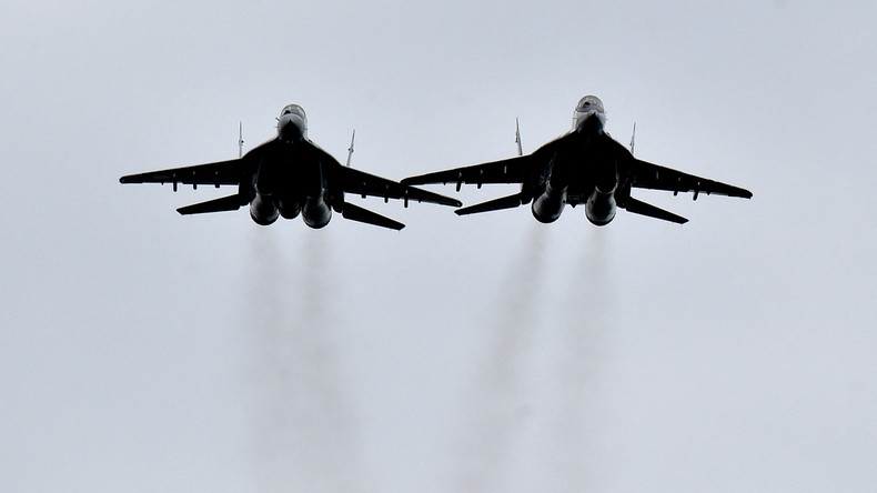 Des chasseurs ukrainiens MIG-29 à environ 40 km de Kiev le 3 août, 2016.