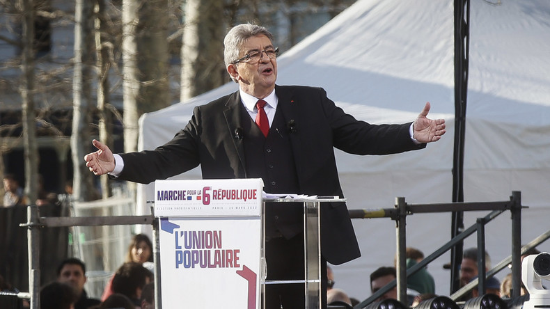 Jean-Luc Mélenchon en meeting à Paris le 20 mars 2022