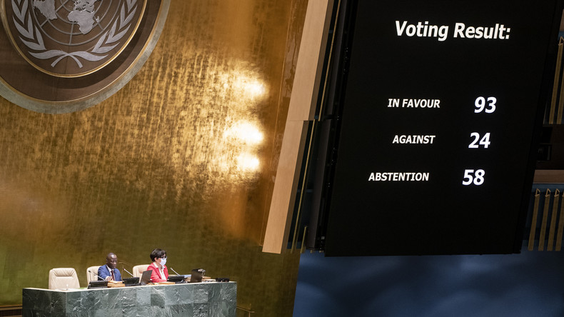 Le décompte des votes de la résolution visant à confirmer la suspension de la Fédération de Russie du Conseil des droits de l'homme des Nations Unies.