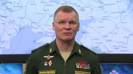 Le général Igor Konachenkov, porte-parole du ministère russe de la Défense, le 25 février 2022 à Moscou (image d'illustration).