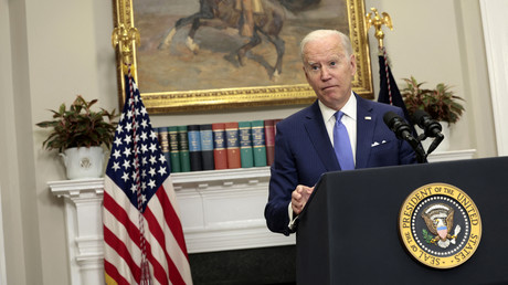 Le président américain Joe Biden s'exprime depuis la Maison Blanche (Washington) le 28 avril 2022.