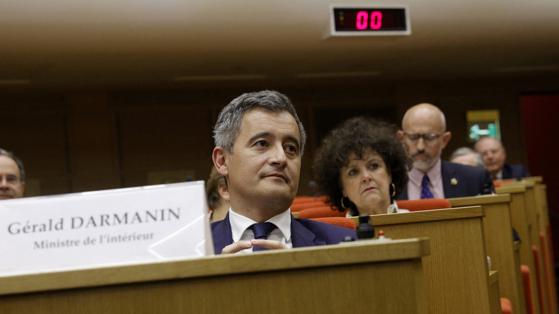 Le ministre de l'Intérieur, Gérald Darmanin, devant les commissions des lois et de la culture du Sénat le 1er juin 2022