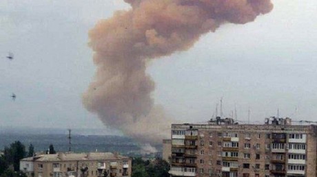 Explosion dans l'usine chimique Azot de Sévérodonetsk, en territoire contrôlé par les forces ukrainiennes, le 31 mai 2022 (image d'illustration).